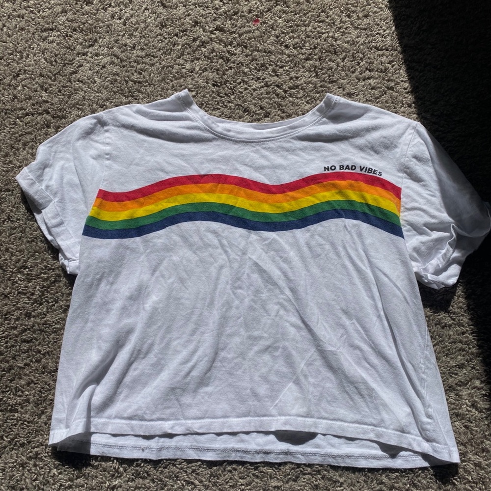 Good vibes only rainbow cropped t-shirt